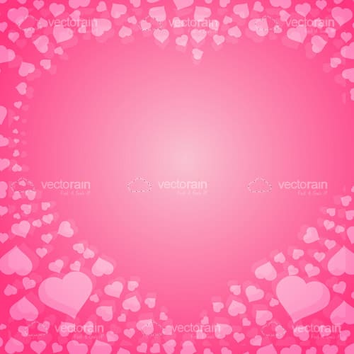 Pink Hearts Background with Central Heart
